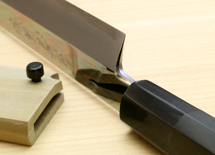 Yoshihiro Aonamiuchi Blue Steel #1 Mirror Polished Sakimaru Takobiki Sushi Sashimi Japanese Knife Ebony Handle