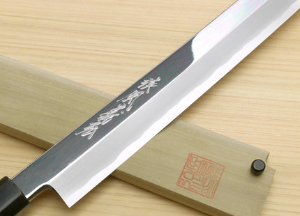 Yoshihiro Aonamiuchi Blue Steel #1 Mirror Polished Sakimaru Takobiki Sushi Sashimi Japanese Knife Ebony Handle