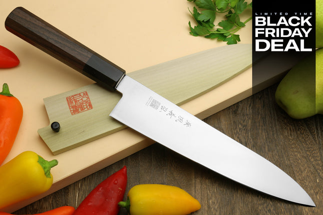 (BF Sale) Yoshihiro AUS10 Ice Hardened Stainless Steel Gyuto Japanese Chef Knife, Rosewood Handle (Blade Length 8.25" (210mm))