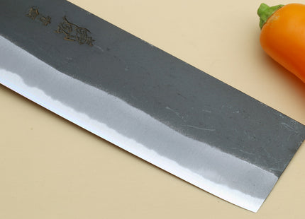 Yoshihiro Black Finish Blue Steel #2 Kurouchi Nakiri Japanese Vegetable Chef Knife 6.5" (165mm) Octagonal Shitan Handle