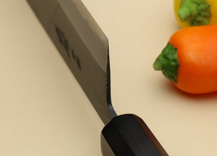 Yoshihiro Black Finish Blue Steel #2 Kurouchi Nakiri Japanese Vegetable Chef Knife 6.5" (165mm) Octagonal Shitan Handle