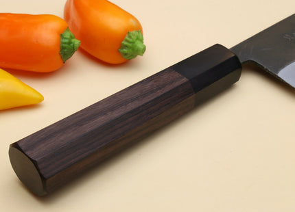 Yoshihiro Black Finish Blue Steel #2 Kurouchi Nakiri Japanese Vegetable Chef Knife 6.5" (165mm) Octagonal Shitan Handle