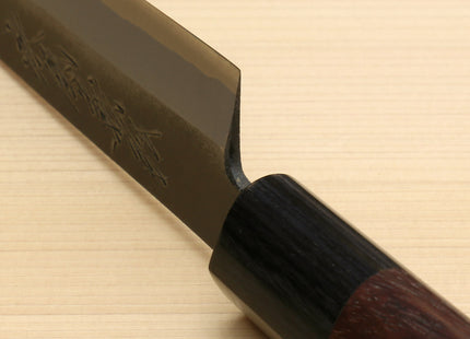 Yoshihiro Black Finish Blue Steel #2 Kurouchi Petty Shitan Handle with Magnolia Saya Cover