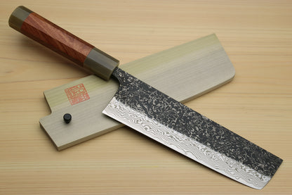 Yoshihiro Black-Forged High Performance SLD Damascus Steel Masashi Nakiri Vegetable knife Ironwood Handle