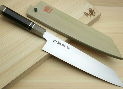 Yoshihiro HAP40 High Speed Stainless Steel Kiritsuke Multipurpose Chefs Knife Triple Ring Ebony Handle