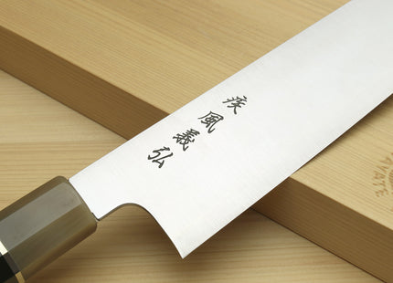Yoshihiro HAP40 High Speed Stainless Steel Kiritsuke Multipurpose Chefs Knife Triple Ring Ebony Handle