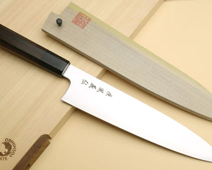 Yoshihiro Hayate ZDP-189 Super High Carbon Stainless Steel Damascus Gyuto Chef Knife Octagonal Ebony Wood Handle with Triple Ring