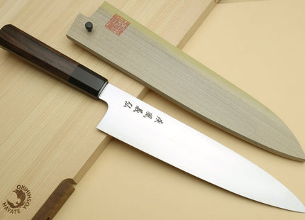 Yoshihiro Hayate ZDP-189 Super High Carbon Stainless Steel Damascus Gyuto Chef Knife Octagonal Ebony Wood Handle with Triple Ring