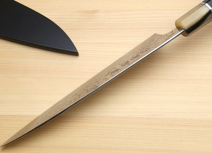 Yoshihiro Hayate ZDP-189 Super High Carbon Stainless Steel Suminagashi Gyuto Chef Knife Octagonal Ebony Wood Handle with Triple Ring