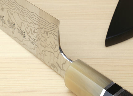 Yoshihiro Hayate ZDP-189 Super High Carbon Stainless Steel Suminagashi Gyuto Chef Knife Octagonal Ebony Wood Handle with Triple Ring