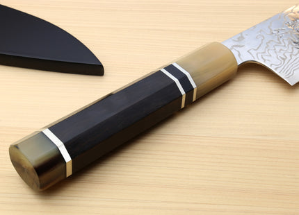 Yoshihiro Hayate ZDP-189 Super High Carbon Stainless Steel Suminagashi Gyuto Chef Knife Octagonal Ebony Wood Handle with Triple Ring