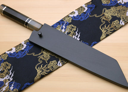 Yoshihiro Hayate ZDP-189 Super High Carbon Stainless Steel Suminagashi Kiritsuke Knife Octagonal Ebony wood Handle with Triple ring