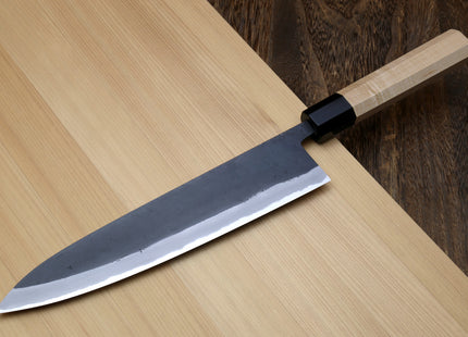 Yoshihiro High Carbon Blue Steel #2 Kurouchi Gyuto Japanese Multipurpose Knife with Kaede Handle