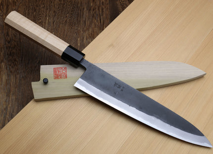 Yoshihiro High Carbon Blue Steel #2 Kurouchi Gyuto Japanese Multipurpose Knife with Kaede Handle
