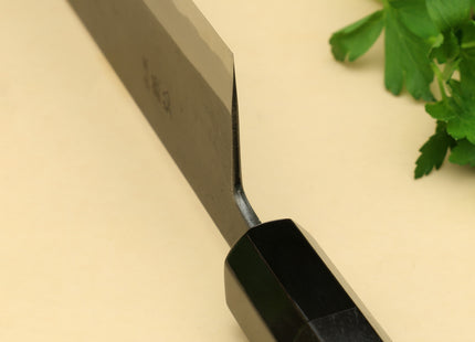 Yoshihiro High Carbon Blue Steel #2 Kurouchi Nakiri Japanese Vegetable Knife with Ebony Wood Handle