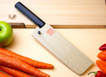 Yoshihiro Kurouchi Black-Forged Blue Steel Stainless Clad Nakiri Japanese Vegetable Knife (Ebony Handle)