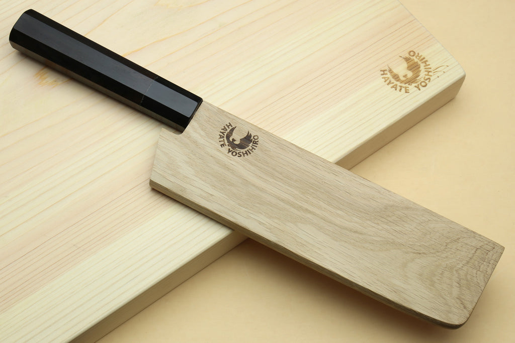 Yoshihiro Kurouchi Black-Forged Blue Steel Stainless Clad Nakiri Japanese Vegetable Knife (Ebony Handle)