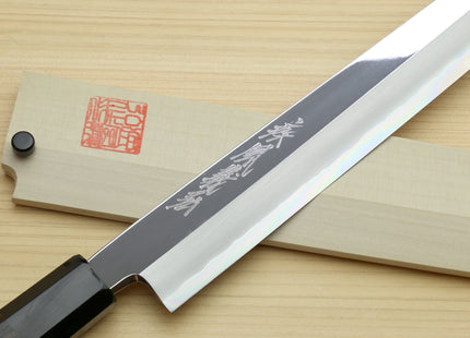 Yoshihiro Hongasumi Ginsanko Mirror Polished High Carbon Stain Resistant Steel Yanagi Sashimi Knife Ebony Handle