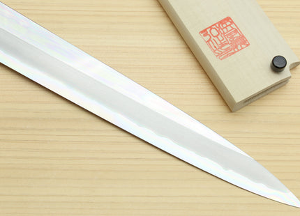 Yoshihiro Hongasumi Ginsanko Mirror Polished High Carbon Stain Resistant Steel Yanagi Sashimi Knife Ebony Handle