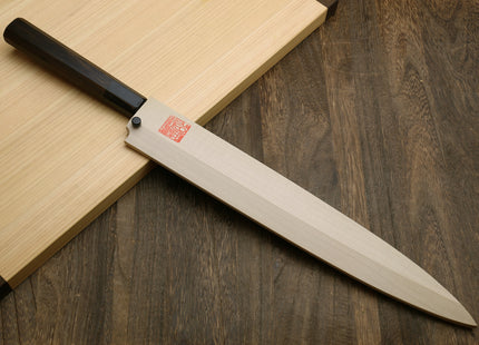 Yoshihiro Hongasumi Ginsanko Mirror Polished High Carbon Stain Resistant Steel Yanagi Sashimi Knife Ebony Handle
