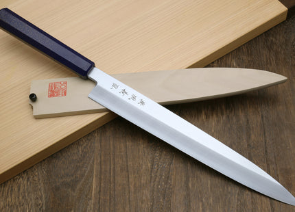 Yoshihiro Inox Stainless Steel Yanagi Sushi Sashimi Japanese Knife with Saya Cover - Handle Type A