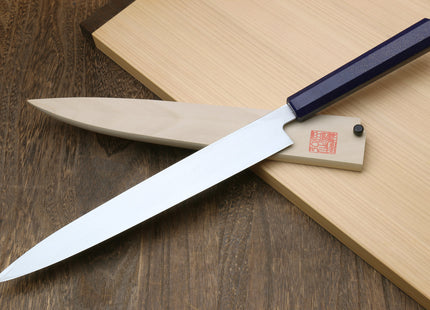 Yoshihiro Inox Stainless Steel Yanagi Sushi Sashimi Japanese Knife with Saya Cover - Handle Type A
