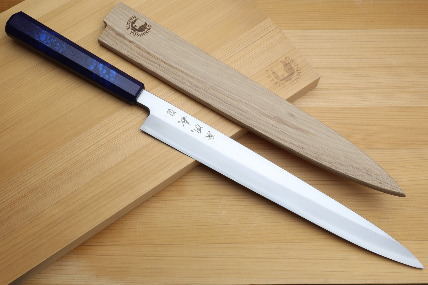Yoshihiro Inox Stainless Steel Yanagi Sushi Sashimi Japanese Knife with Saya Cover - Handle Type B