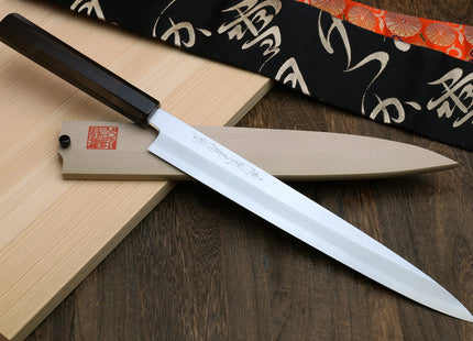 Yoshihiro Kasumi White Steel Yanagi Sushi Sashimi Japanese Knife Ebony Handle