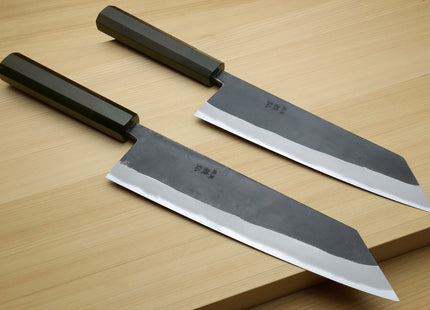 Yoshihiro Kurouchi Black-Forged Blue Steel Stainless Clad Kiritsuke Chef Knife Ebony wood Handle