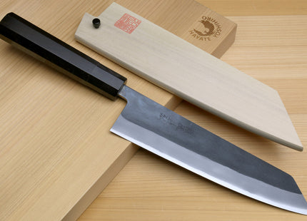 Yoshihiro Kurouchi Black-Forged Blue Steel Stainless Clad Kiritsuke Multipurpose Chef Knife (Ebony Handle)