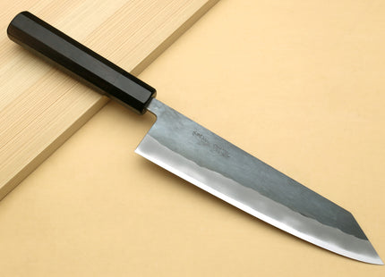 Yoshihiro Kurouchi Black-Forged Blue Steel Stainless Clad Kiritsuke Multipurpose Chef Knife (Ebony Handle)