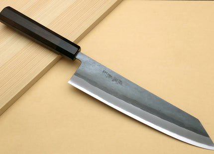 Yoshihiro Kurouchi Black-Forged Blue Steel Stainless Clad Kiritsuke Multipurpose Chef Knife (Ebony Handle)