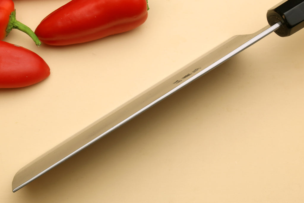 Yoshihiro Kurouchi Black-Forged Blue Steel Stainless Clad Nakiri Japanese Vegetable Knife Kaede Wood Handle