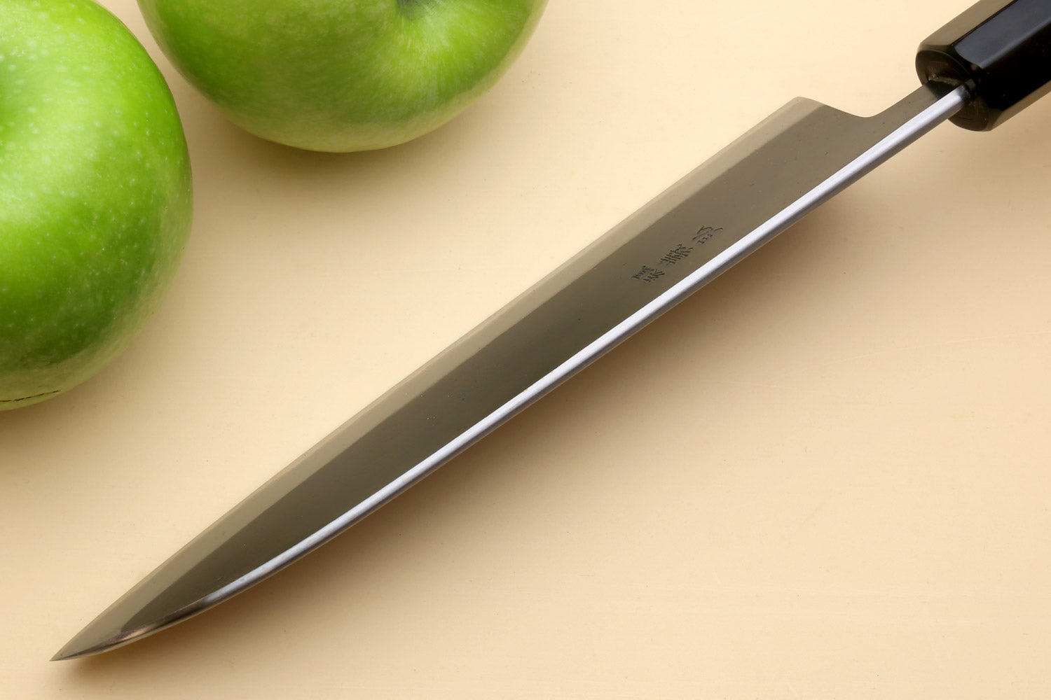 Yoshihiro Kurouchi Black-Forged Blue Steel Stainless Clad Santoku Multipurpose Knife Kaede Wood Handle
