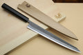 Yoshihiro Kurouchi Black-Forged Blue Steel Stainless Clad Sujihiki Kiritsuke Slicer Knife (Ebony Handle)