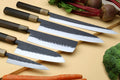 Yoshihiro Kurouchi Stainless Clad Nashiji High Performance SLD (Gyuto, Santoku, Nakiri, Sujihiki-Kiritsuke & Petty) 5pc Knife Set with Magnolia Saya