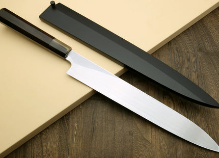 Yoshihiro Left Handed Masashi Hongasumi White Steel Yanagi Sushi Sashimi Japanese Knife Ebony Handle