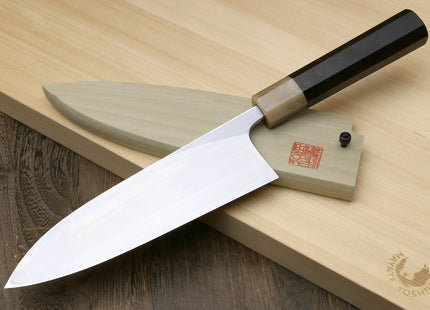 Yoshihiro Masashi Hongasumi White Steel Deba Fish Fillet Chef Knife with Ebony Handle