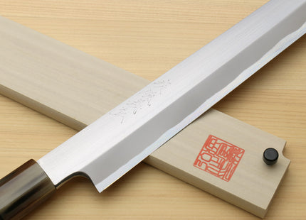 Yoshihiro Masashi Hongasumi White Steel Sakimaru Takobiki Sushi Sashimi Japanese Knife Ebony Handle