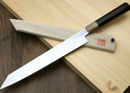 Yoshihiro Masashi Hongasumi White Steel Yanagi-Kiritsuke Sushi Sashimi Japanese Knife Ebony Handle