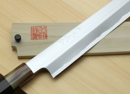Yoshihiro Masashi Hongasumi White Steel Yanagi-Kiritsuke Sushi Sashimi Japanese Knife Ebony Handle