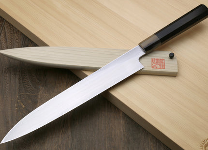 Yoshihiro Masashi Hongasumi White Steel Yanagi Sushi Sashimi Japanese Knife Ebony Handle