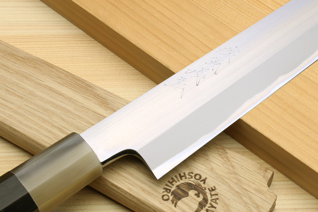 Yoshihiro Masashi Hongasumi White Steel Yanagi Sushi Sashimi Japanese Knife Ebony Handle