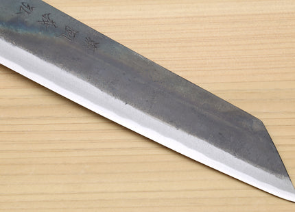 Yoshihiro Mizu Yaki Blue High Carbon Steel #1 Kurouchi Utility-Kiritsuke Japanese Knife Shitan Handle - Blade Length: 7"(180mm)