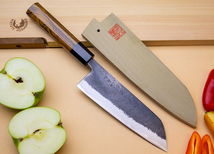 Yoshihiro Nashiji High Carbon White Steel #2 Japanese Bunka Chefs Knife with Cocobolo Wood Handle