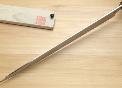 Yoshihiro SVG-10 Semi-Stainless Steel Mirror Finished Yanagi Sushi Sashimi Japanese Knife Triple Ring Handle with Water Buffalo Horn Bolster