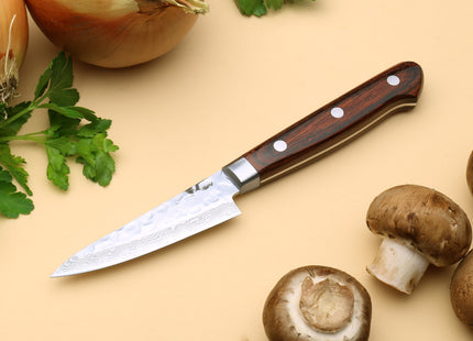 Yoshihiro VG-10 16 Layer Hammered Damascus Stainless Steel Paring Knife 3.2"
