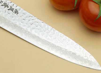 Yoshihiro VG-10 46 Layers Hammered Damascus Gyuto Japanese Chefs Knife (Octagonal Ambrosia Handle)