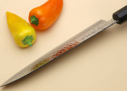 Yoshihiro VG-10 46 Layers Hammered Damascus Gyuto Japanese Chefs Knife (Octagonal Ambrosia Handle)