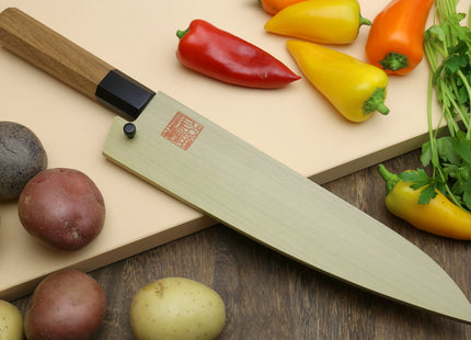 Yoshihiro VG-10 46 Layers Hammered Damascus Gyuto Japanese Chefs Knife (Octagonal Ambrosia Handle)